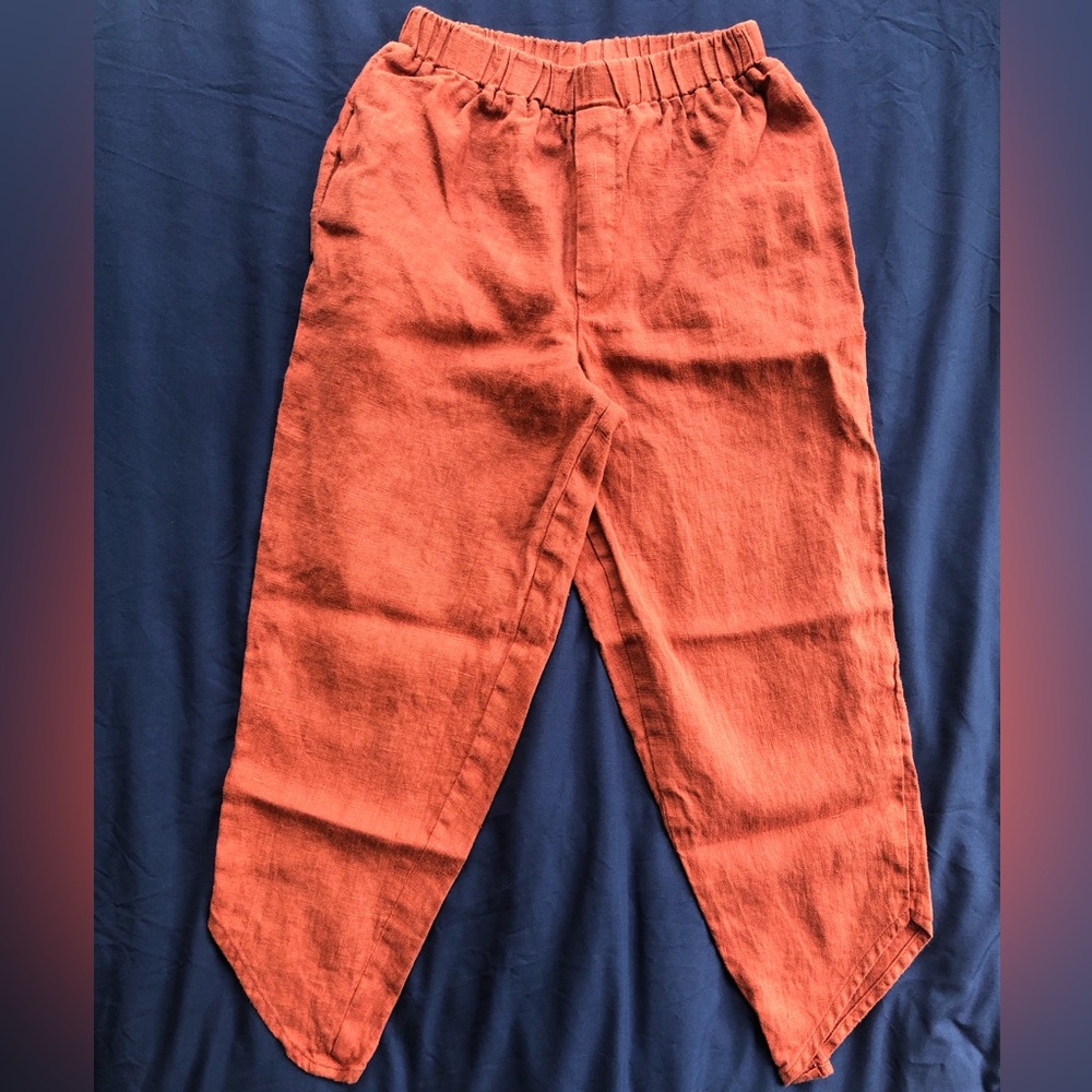 Priory Cheon Linen Cropped Terra Cotta Pant size Small S